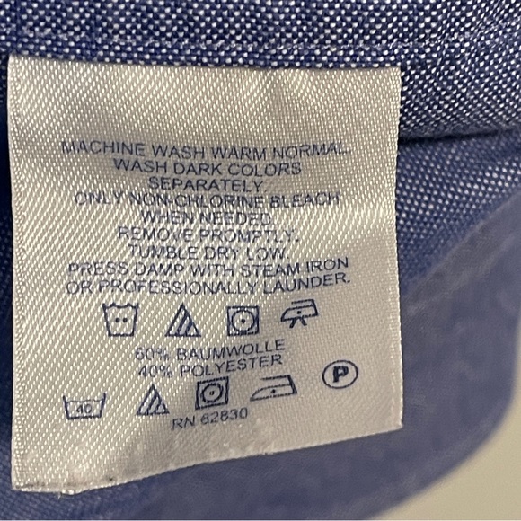 Lands End Blue Button Down LS Dress Shirt S 14-14.5 - Picture 4 of 4